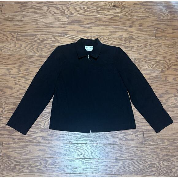 Joan Leslie Women's Black Leopard Print Full Zip Collared Blazer Jacket, Sz 10 - Picture 1 of 4